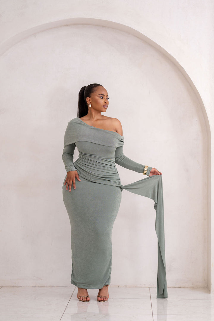 Olive Veil Dress