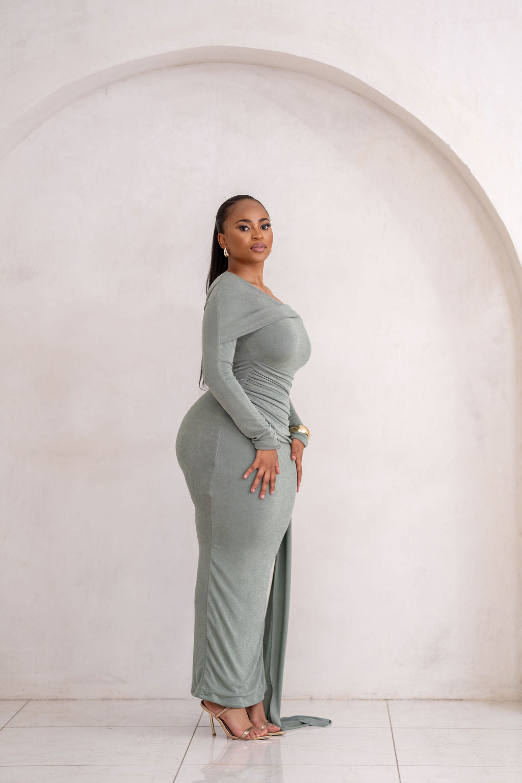 Olive Veil Dress