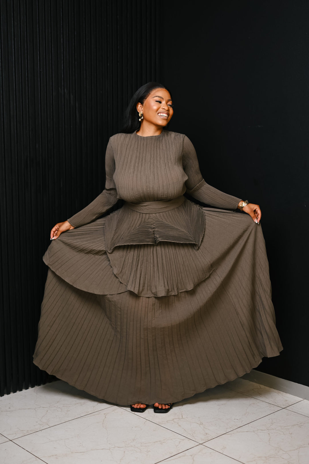 The Olive Oasis Plissé Set