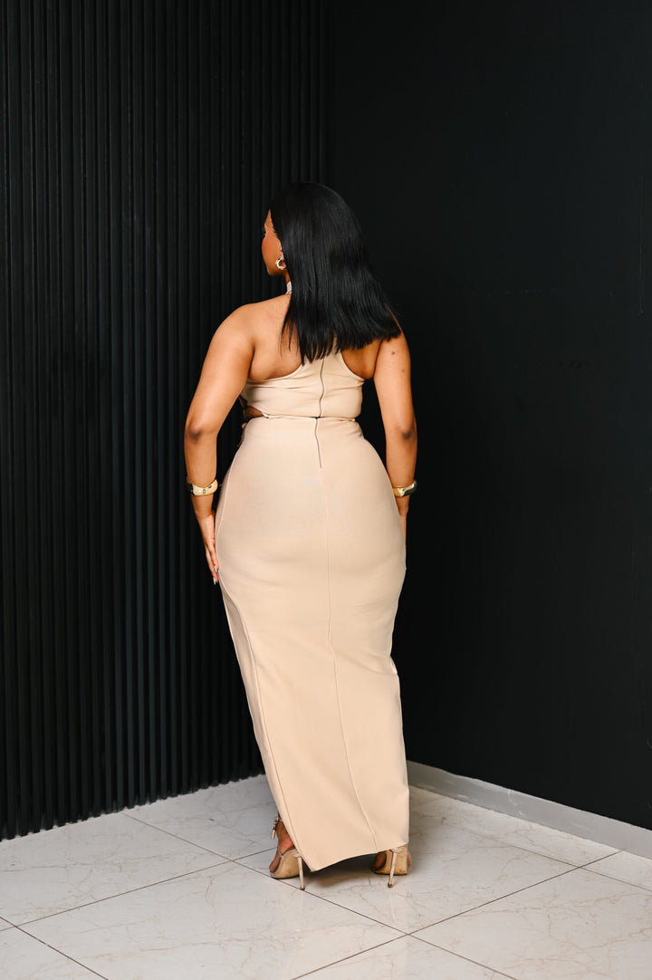 The Nude Petal Halter Dress