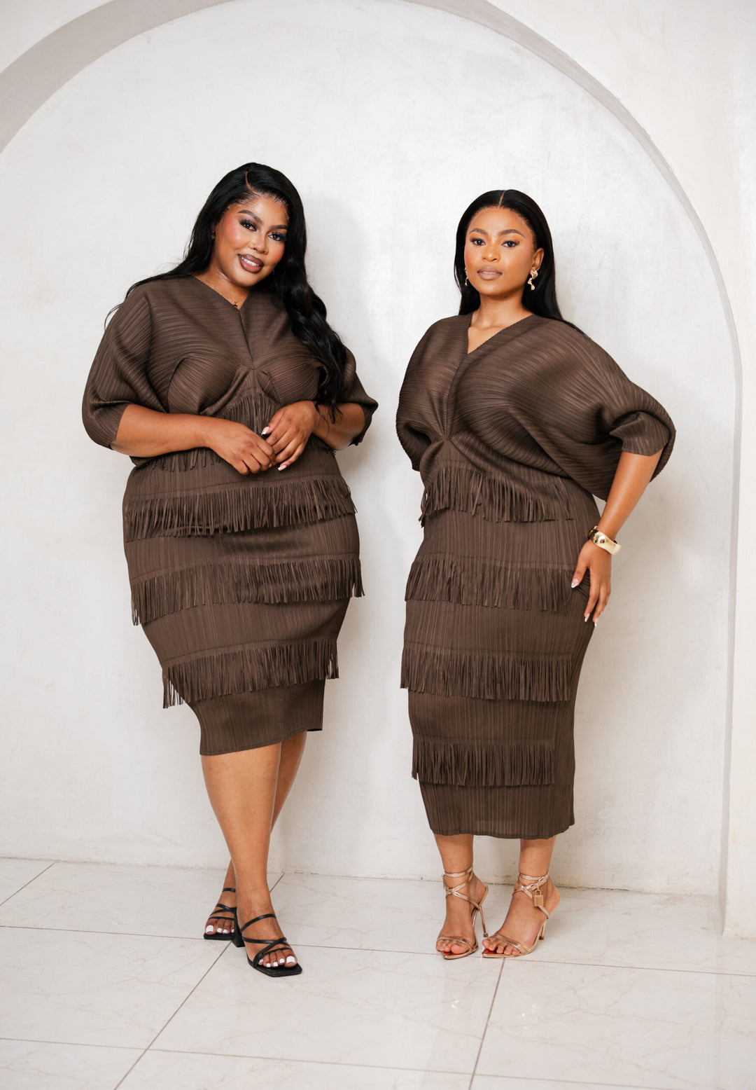 Cocoa Cascade Fringe Dress