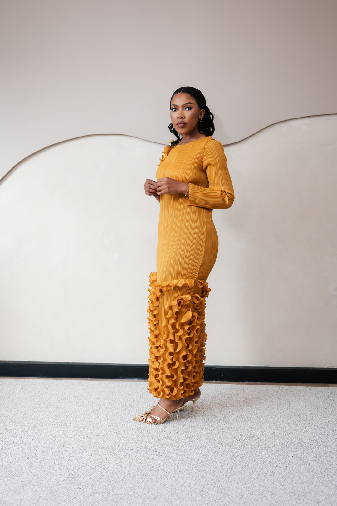 One Arm Ruffle Dress