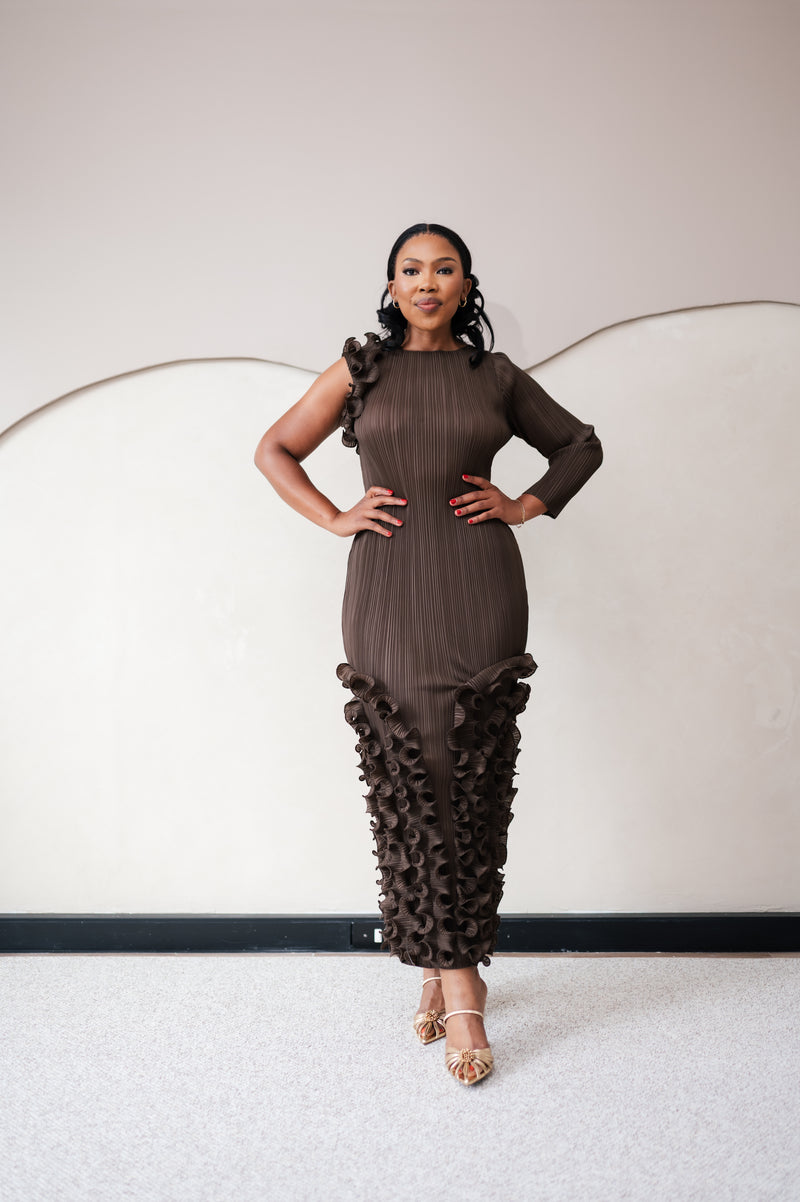 One Arm Ruffle Dress