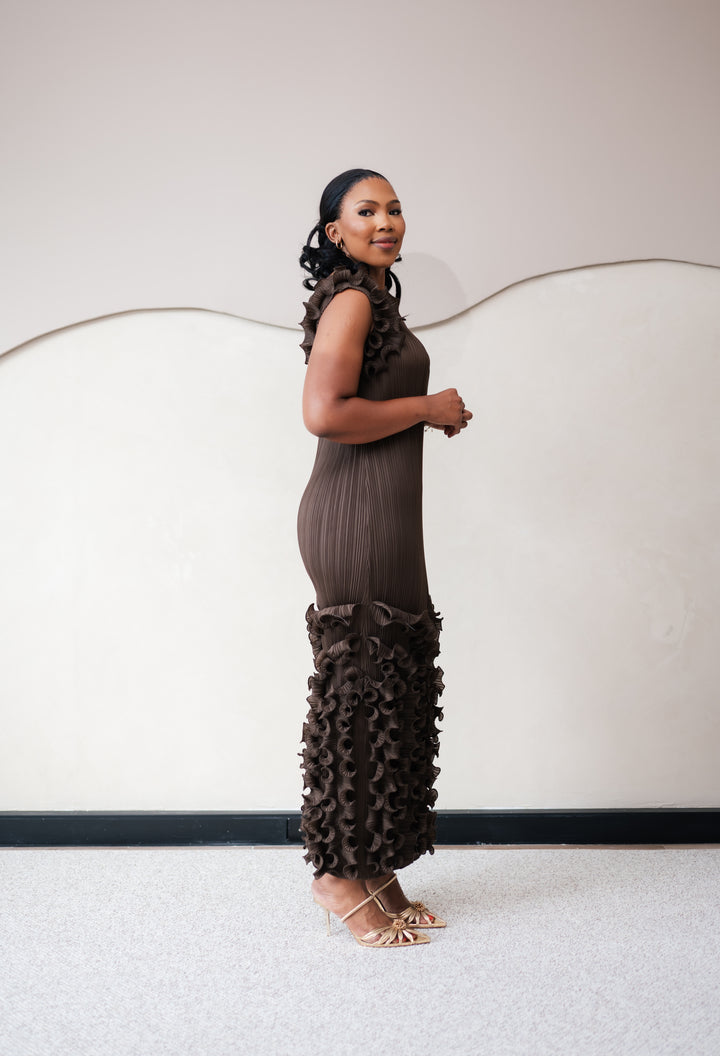 One Arm Ruffle Dress