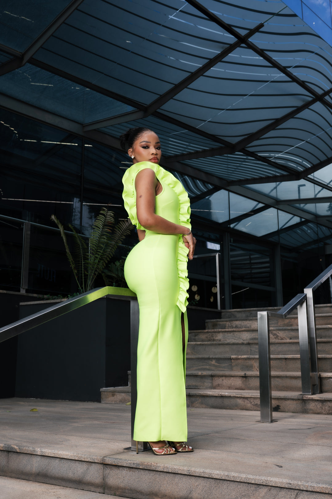 Neon Cascade Dress