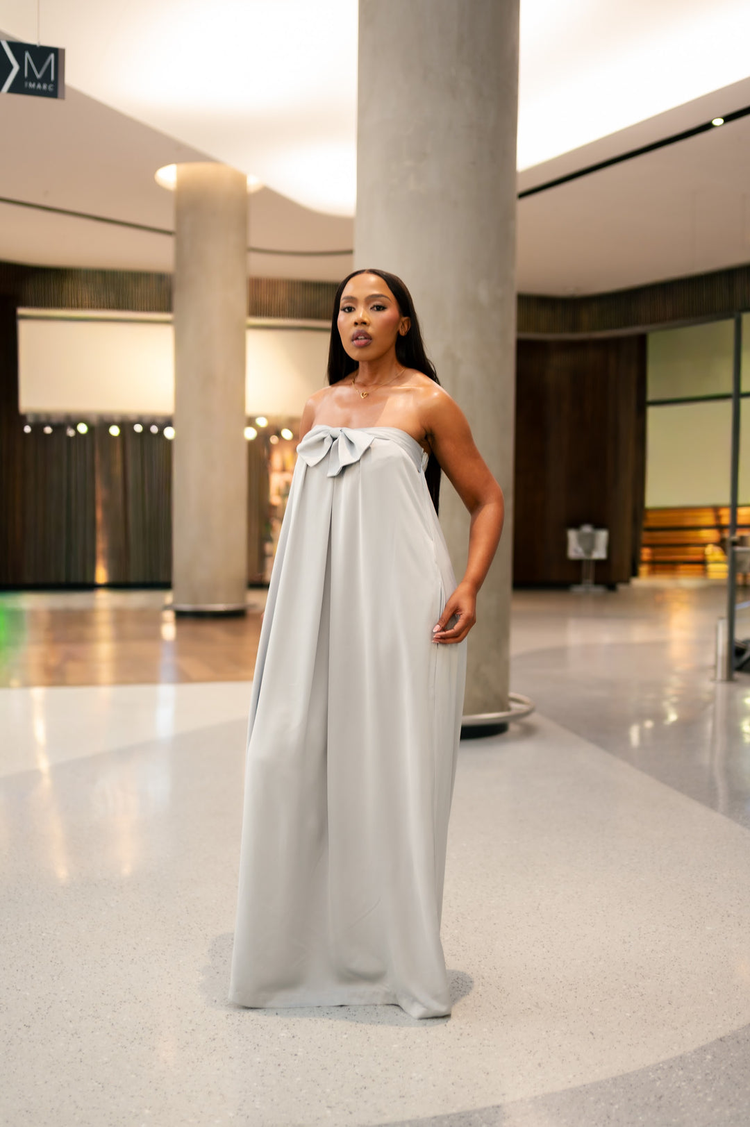 Boobtube Bow Dress in grey