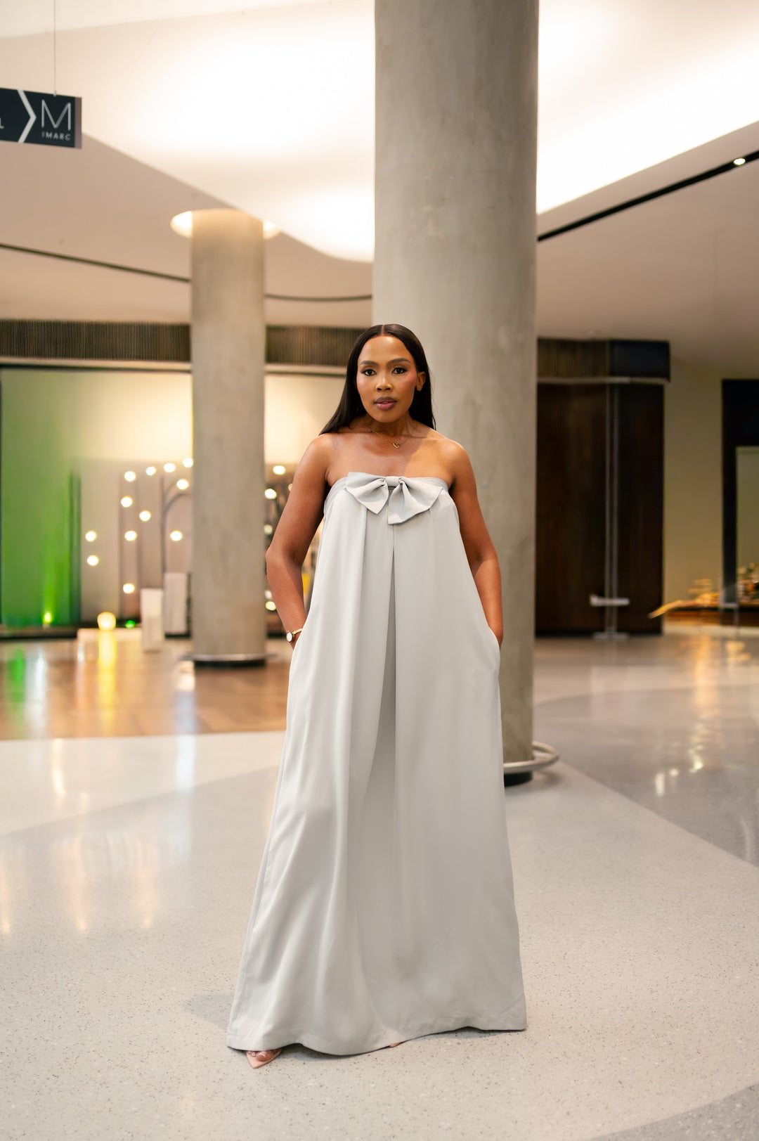 Boobtube Bow Dress in grey