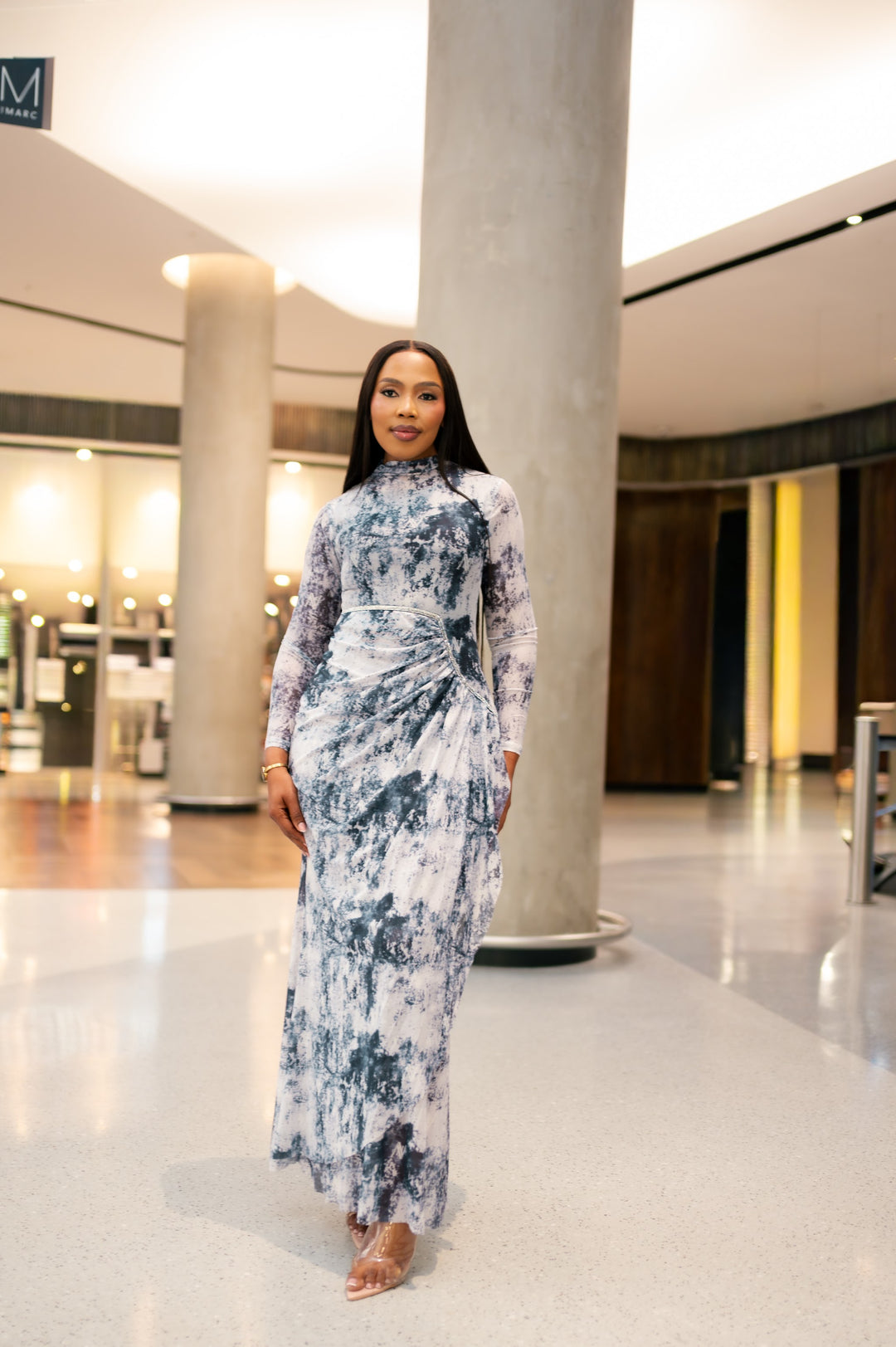 Lucienne Dress in Blue and White