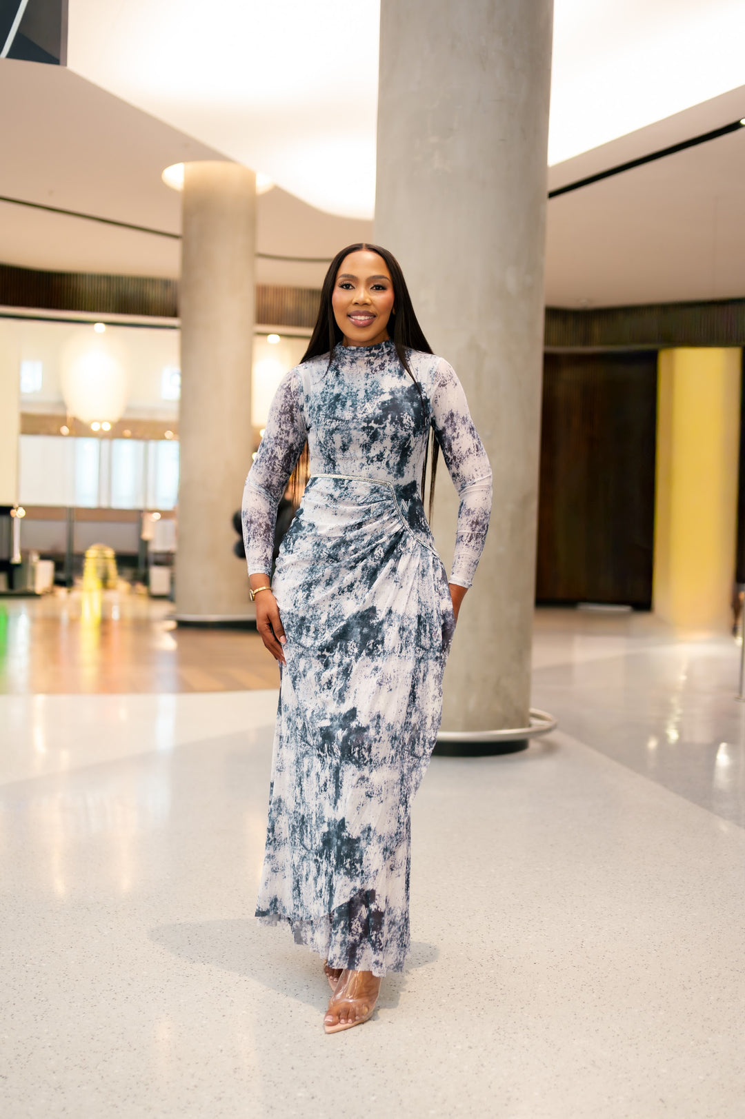 Lucienne Dress in Blue and White