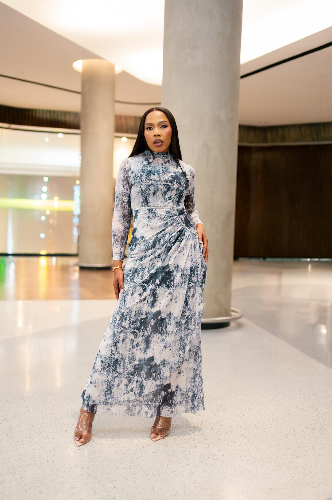 Lucienne Dress in Blue and White