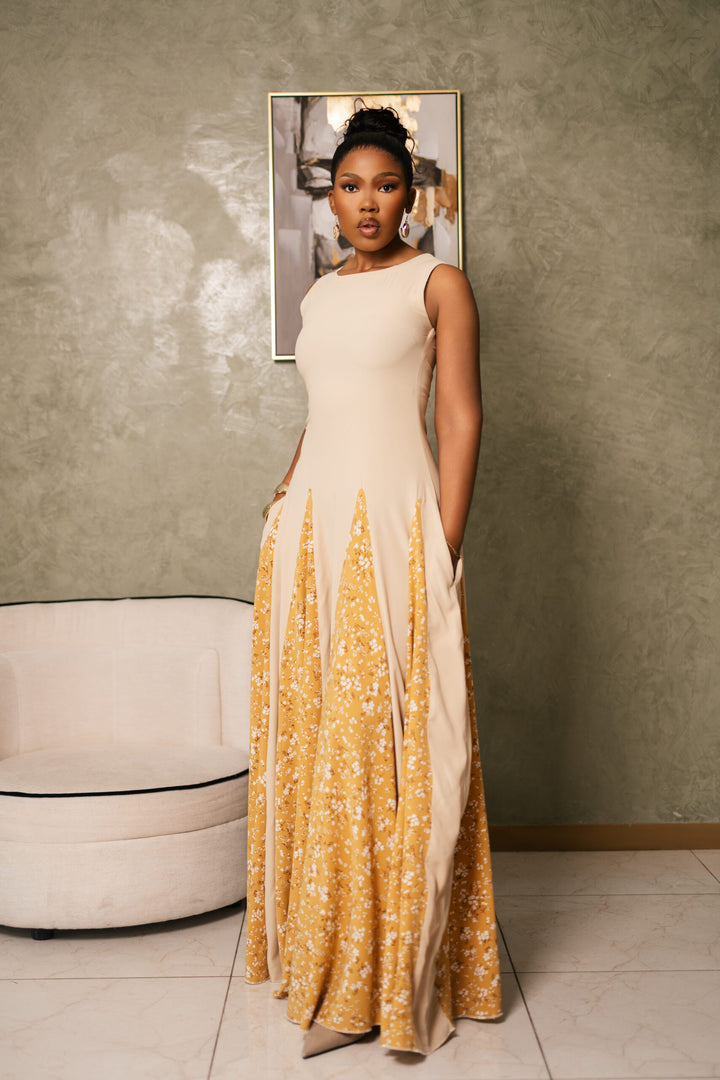 honeycomb floral gown
