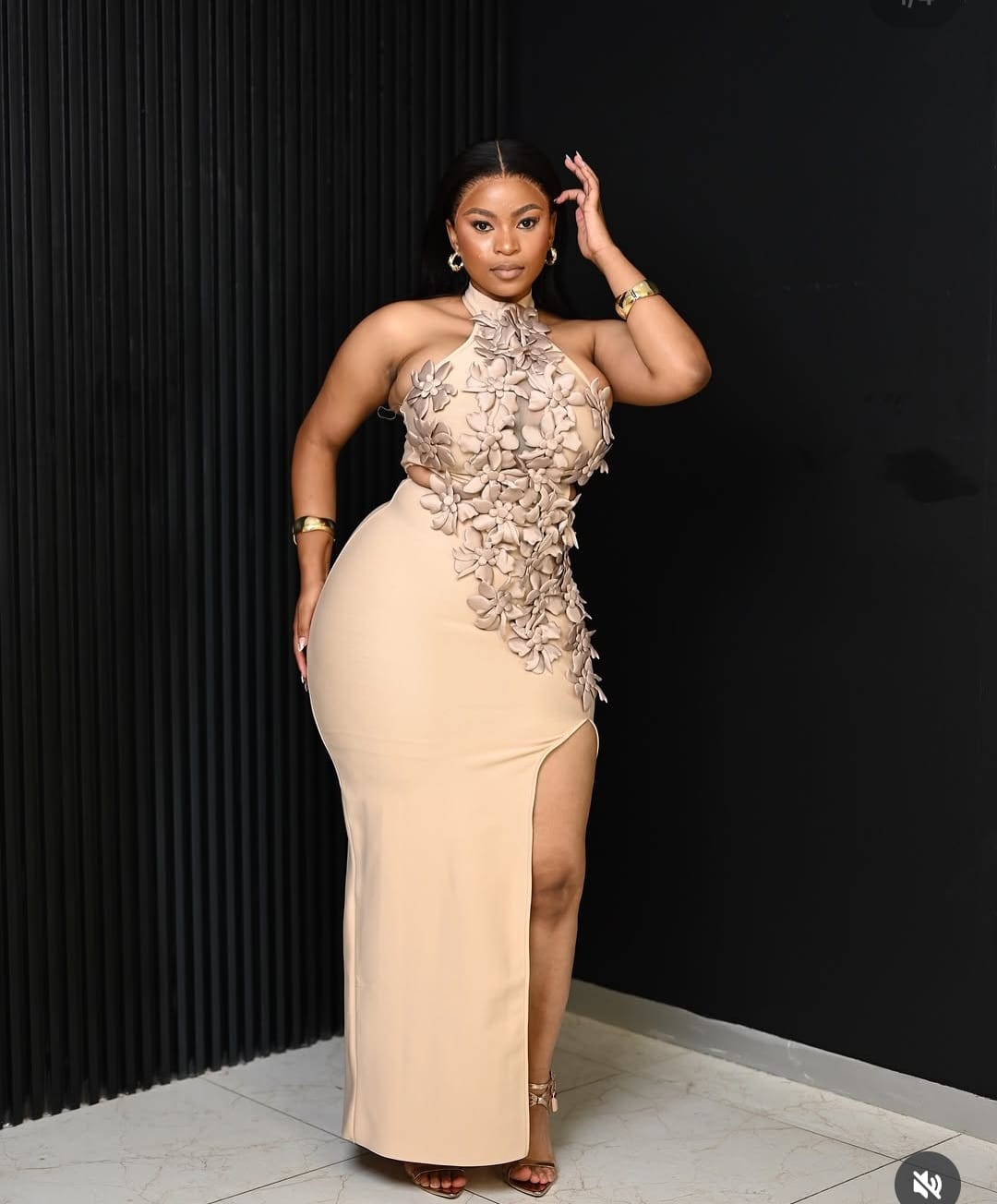 Nude petal dress