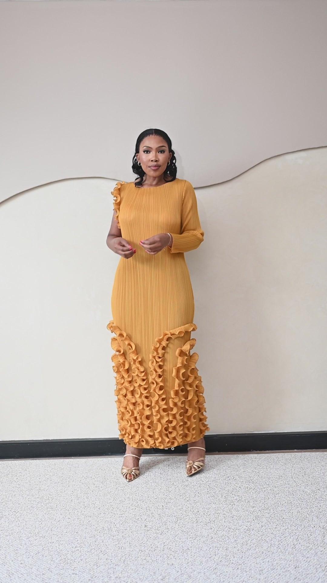 One Arm Ruffle Dress